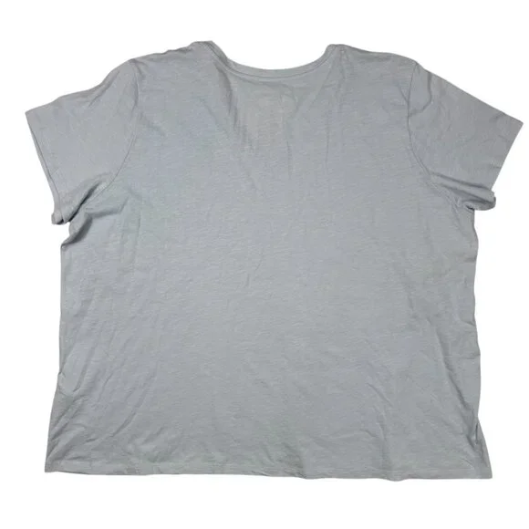 Eileen Fisher 3XL Organic Cotton V-Neck T Shirt Blue Casual Coastal - Picture 3 of 7